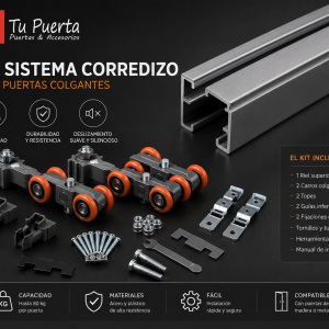 RIEL METALICO TUBULAR 2MTS 20MM, +  SET DE RUEDAS GOMA SILENCIOSAS  + FRENO RUEDAS,  + SET DE HERRAMIENTAS