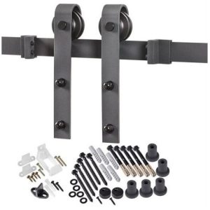 KIT PARA PUERTA CORREDERA SOBREPUESTO COLOR NEGRO MATE