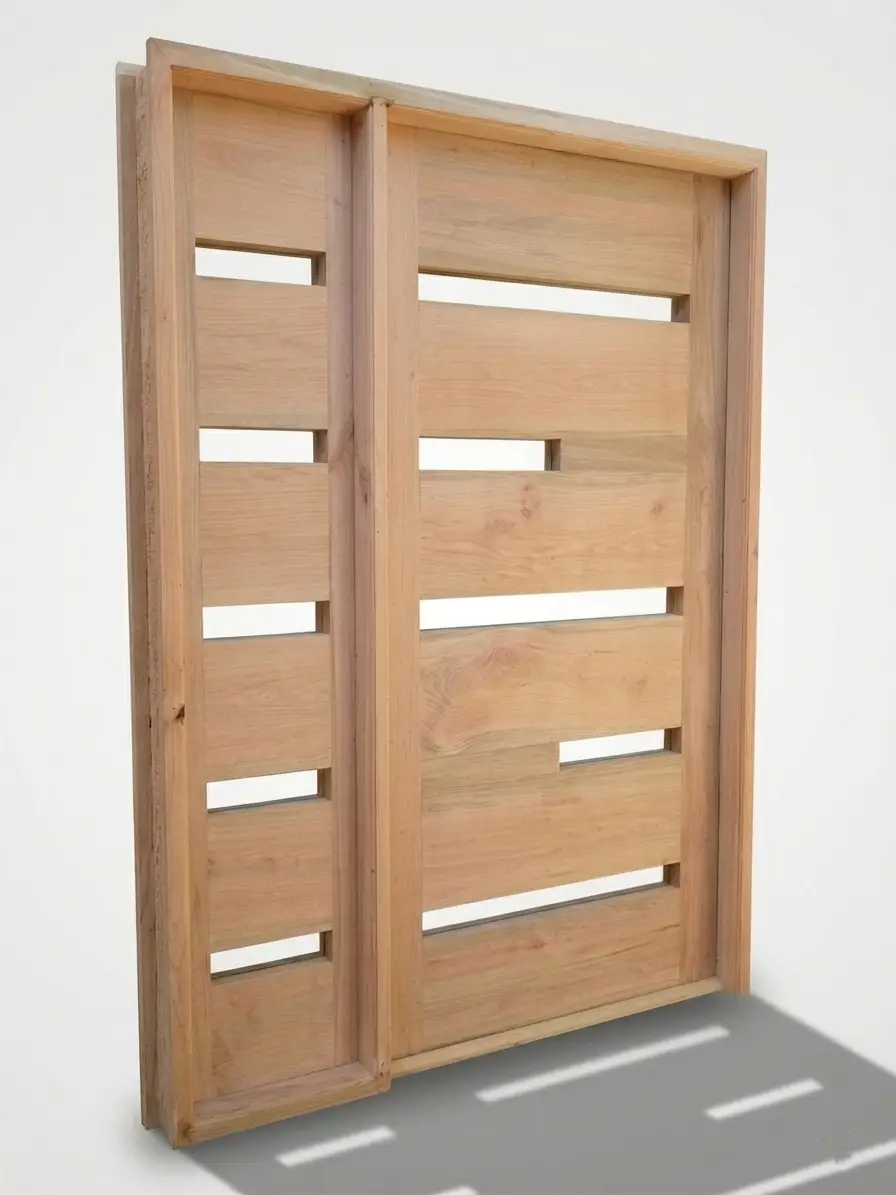 Puertas Pino Económica Madera Solida 100x200, Modelo Napole con Mampara 40x200