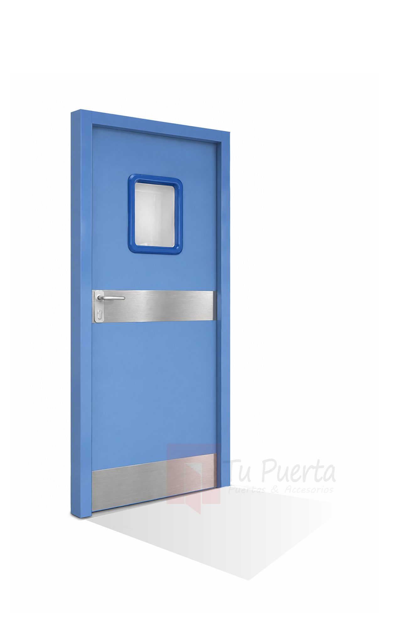 Puerta Hospitales Placas Acero Inox.